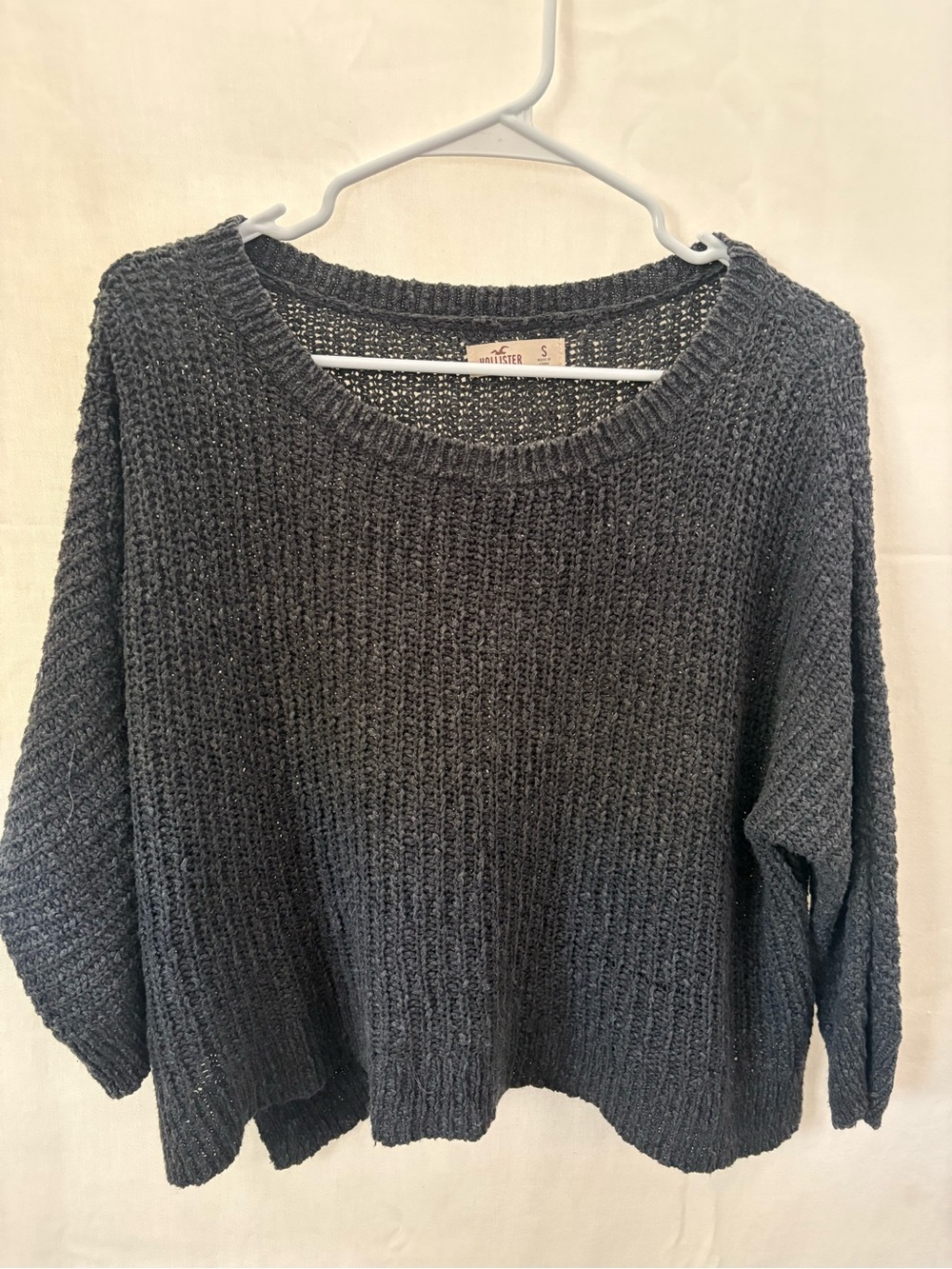Hollister Dark Charcoal Ribbed Crewneck Sweater